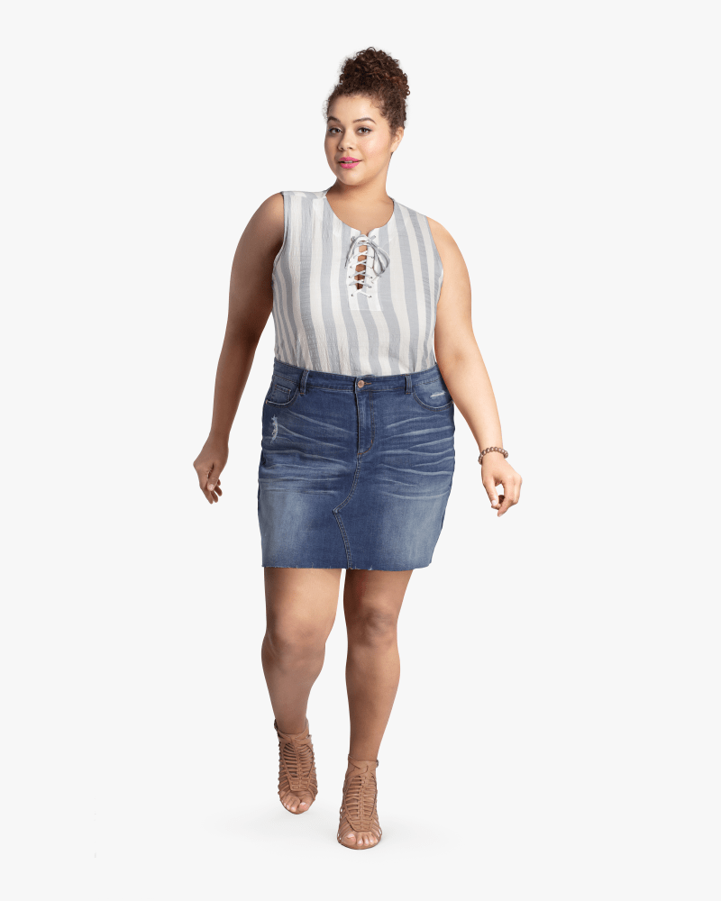 Jean mini skirts plus size sales